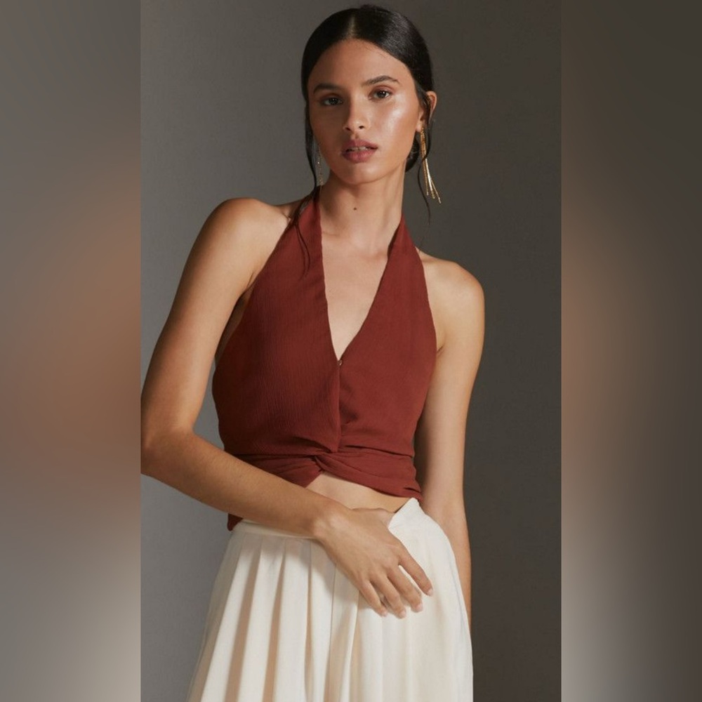 NWT $90 Sunday in Brooklyn Rust Halter Crop Top Size Small - Picture 1 of 7